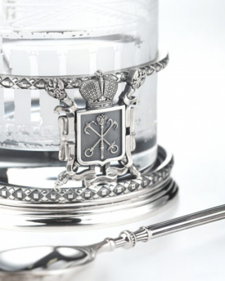 Подстаканник «Петербург» из серебра с ложкой