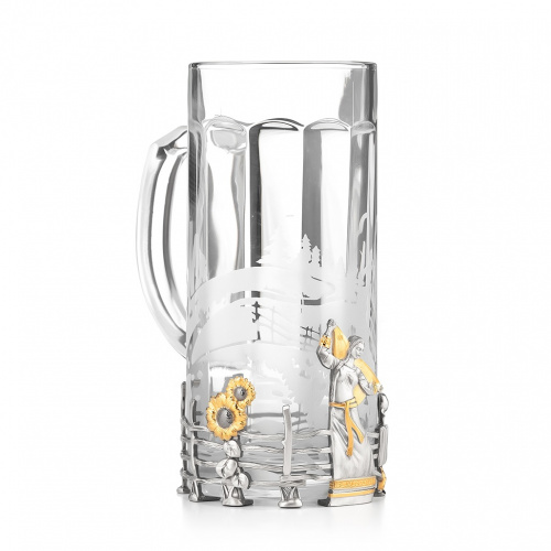 Кружка пивная «Разгуляй» с серебром 925