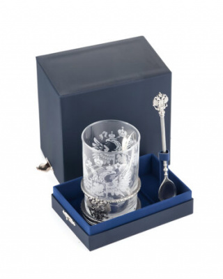 Подстаканник «Держава»  из серебра с ложкой