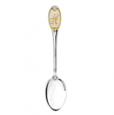 Чайная ложка из серебра с логотипом «А» с позолотой Чайная ложка из серебра с логотипом «А» с позолотой