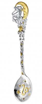 Ложка серебряная «Зодиак Лев» с позолотой