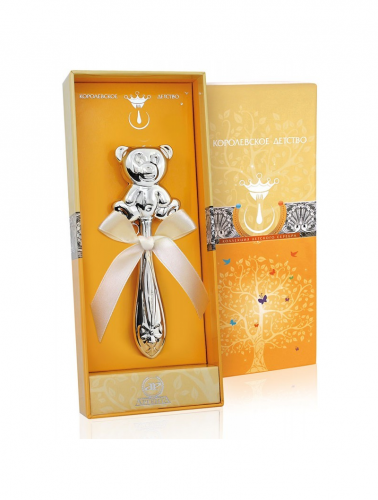Серебряная погремушка «Медведь»