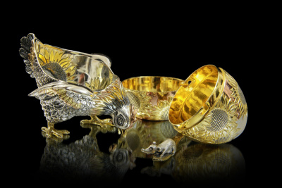 Подставка для яйца «Курочка Ряба» из серебра