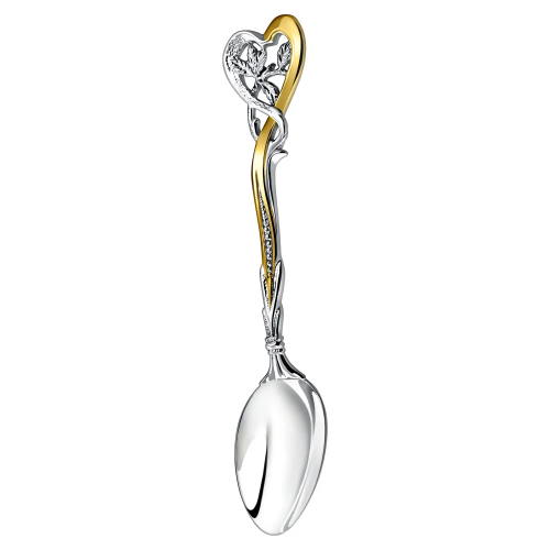 Чайная ложка из серебра «Весна» с позолотой Чайная ложка из серебра «Весна» с позолотой