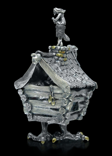 Серебряная солонка «Избушка на курьих ножках» с лопаткой