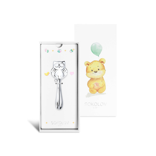 Погремушка из серебра «Сова»