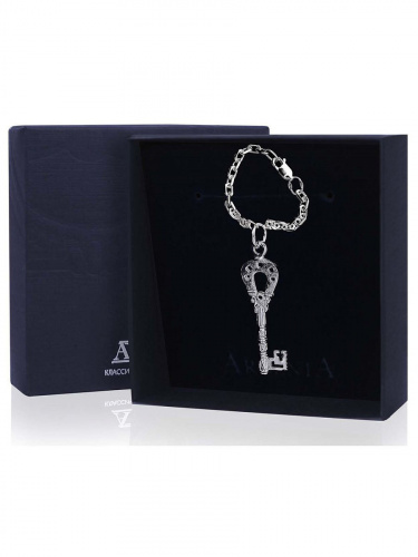 Брелок для ключей из серебра «Ключ-Подкова»