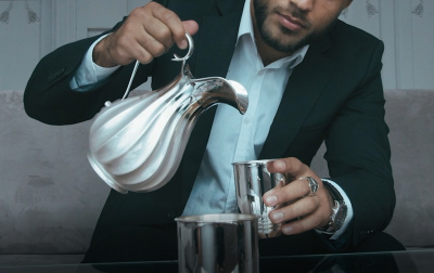 Набор серебряных стаканов рифленых больших Набор серебряных стаканов рифленых больших